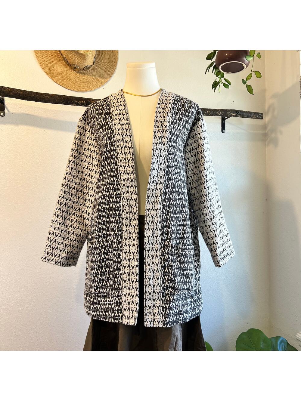 Old Navy Boho Indie Printed Cotton Blend Open Style Kimono Jacket Size Small